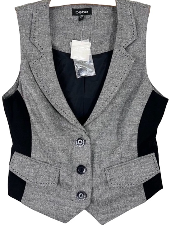 bebe Tops - bebe Gray Tweed Vest with Black Side Panels